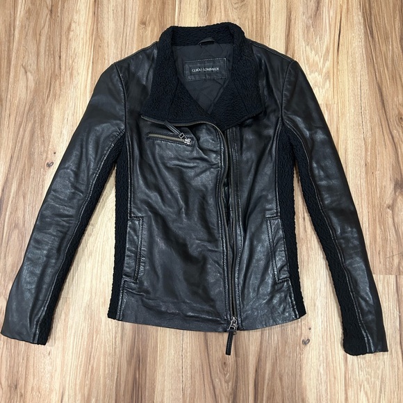 Black leather and fuzzy jacket - Picture 2 of 8